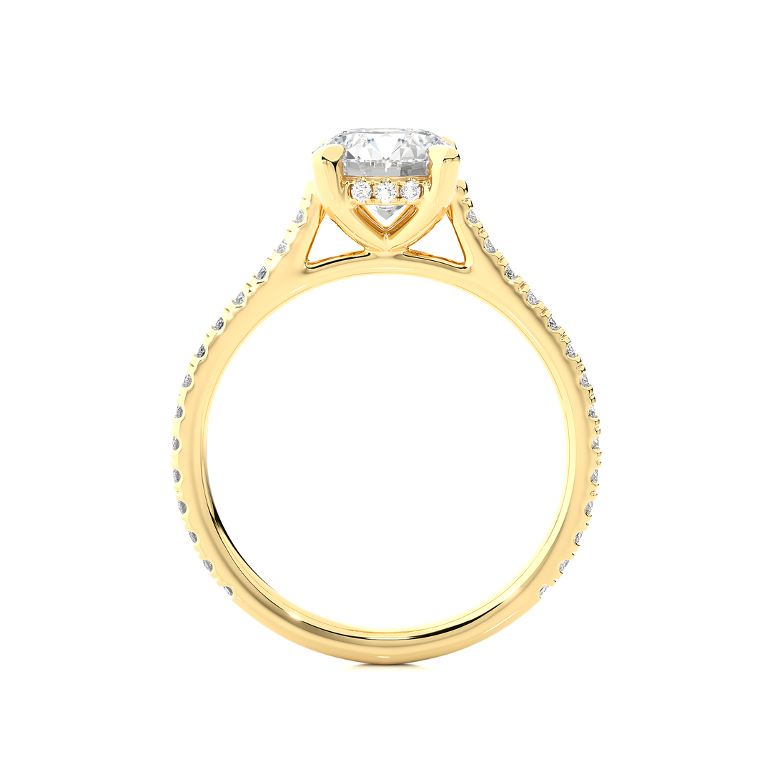 1.58 CTW Round Lab-Grown Diamond Engagement Ring with Micropave & Prong Set E-F / VVS-VS