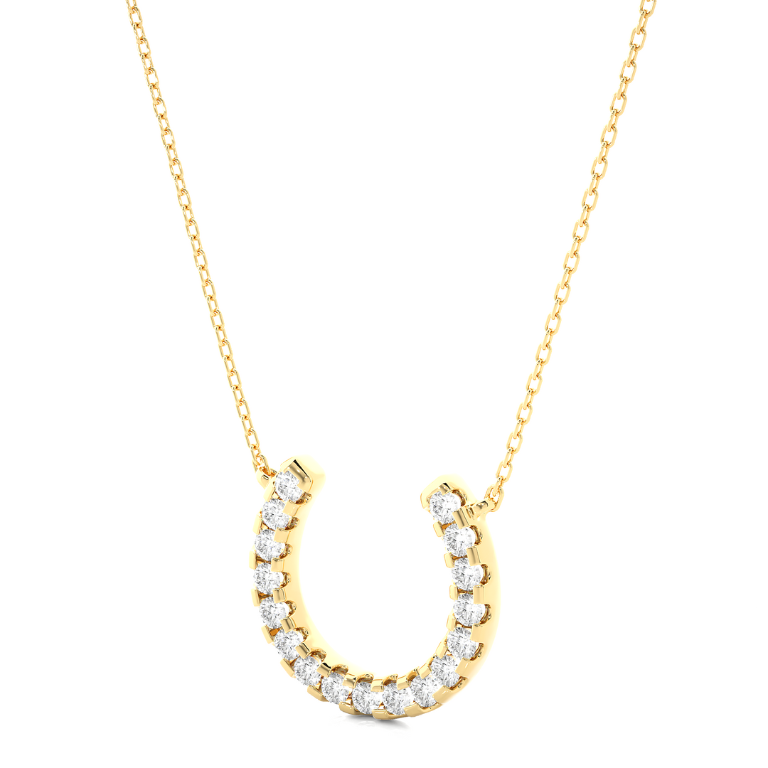 0.26 CT Lab-Grown Diamond U & C Pendant Necklace | Solid Gold | 17 Round Diamonds