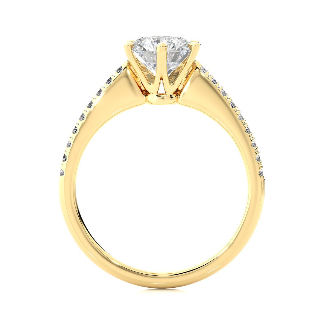 1.47 CTW Round Lab-Grown Diamond Engagement Ring with Six-Prong Center & Micropave Sides E-F / VVS-VS