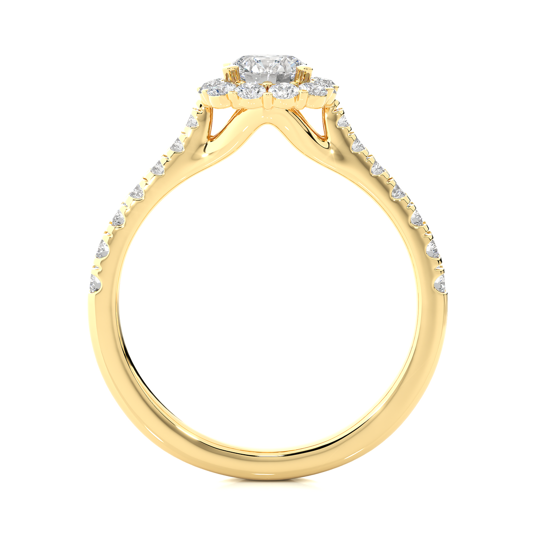 1.09 CT Round Cut Halo Lab Grown Diamond Ring | 27 Stone Design