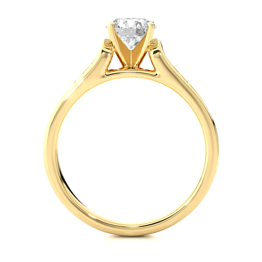 1.29 CTW Round Lab-Grown Diamond Engagement Ring with Two-Row Pave Set E-F / VVS-VS