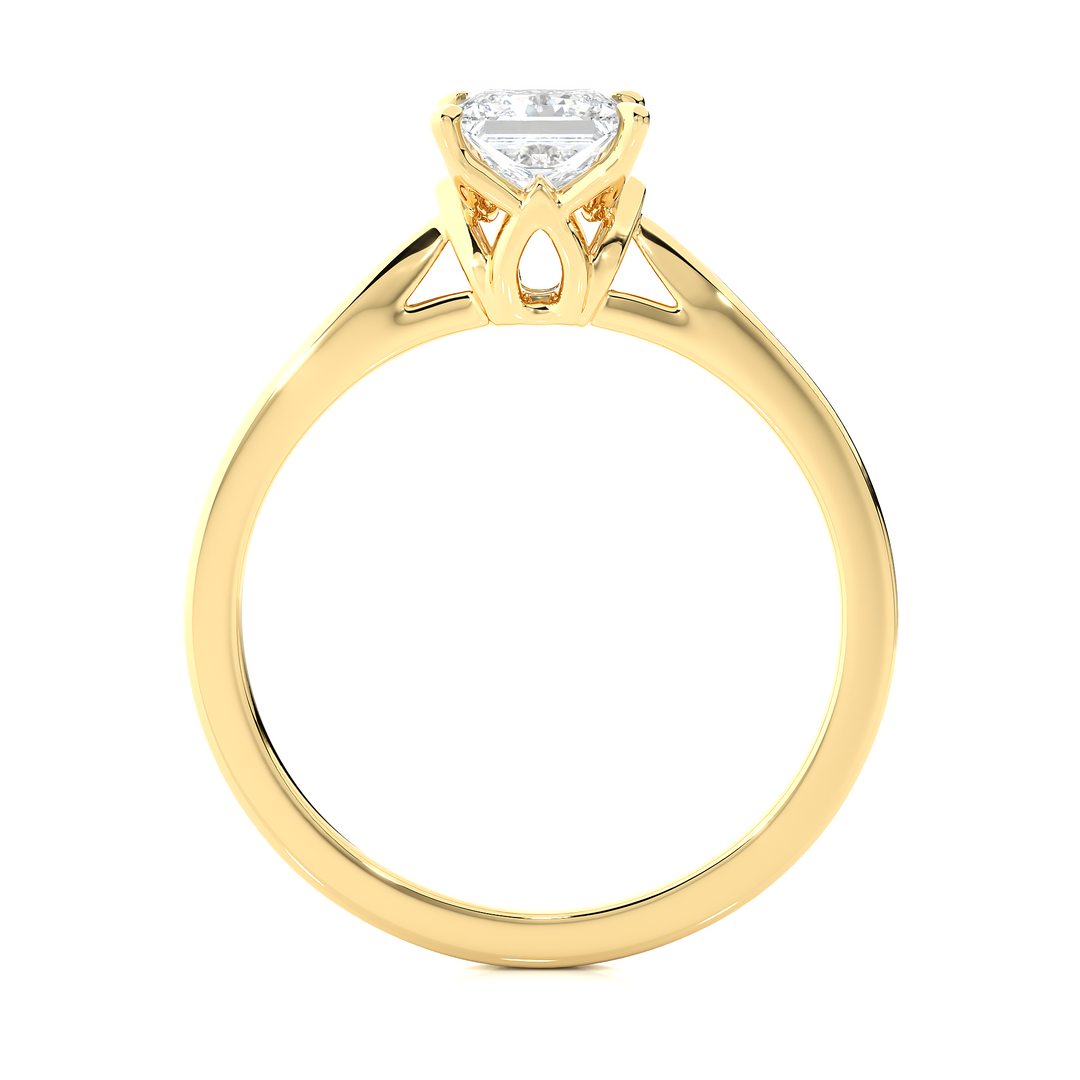 0.57 CT Princess Cut Lab Grown Diamond Solitaire Engagement Ring | Gold Band