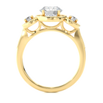 Load image into Gallery viewer, 1.43 CT Round Lab Grown Diamond Halo Ring with Milgrain &amp; Round Side Stones | 51 Stone Gold Band
