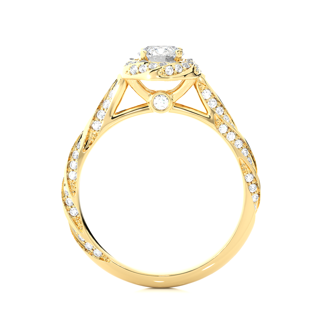 0.95 Carat Vintage Lab-Grown Round Diamond Ring | 100 Stone Classic Design