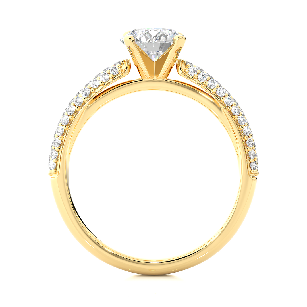 1.53 CTW Round Lab-Grown Diamond Engagement Ring with Three-Row Micropave Set E-F / VVS-VS