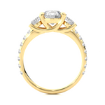 Load image into Gallery viewer, 2.35 CT Round Center with Round Side Lab Grown Diamond Three Stone Ring | 17 Stone Gold Band
