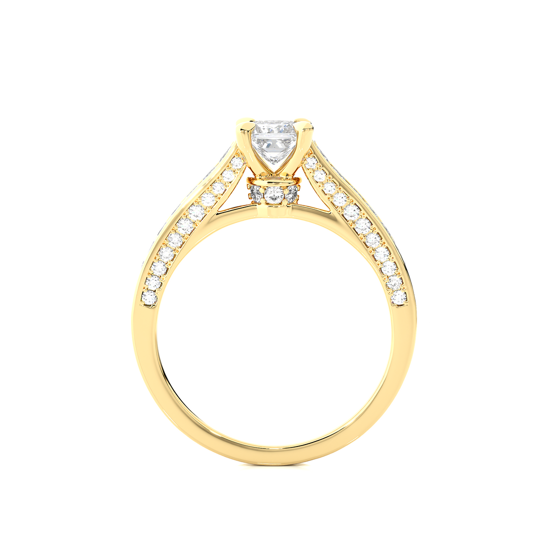 1.27 CTW Princess & Round Lab-Grown Diamond Engagement Ring with Channel & Prong Set E-F / VVS-VS