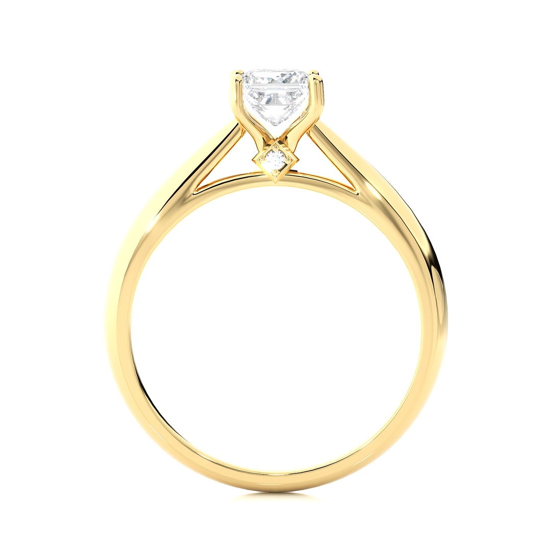 0.80 CT Princess or Round Lab Grown Diamond Solitaire Engagement Ring | Gold Band