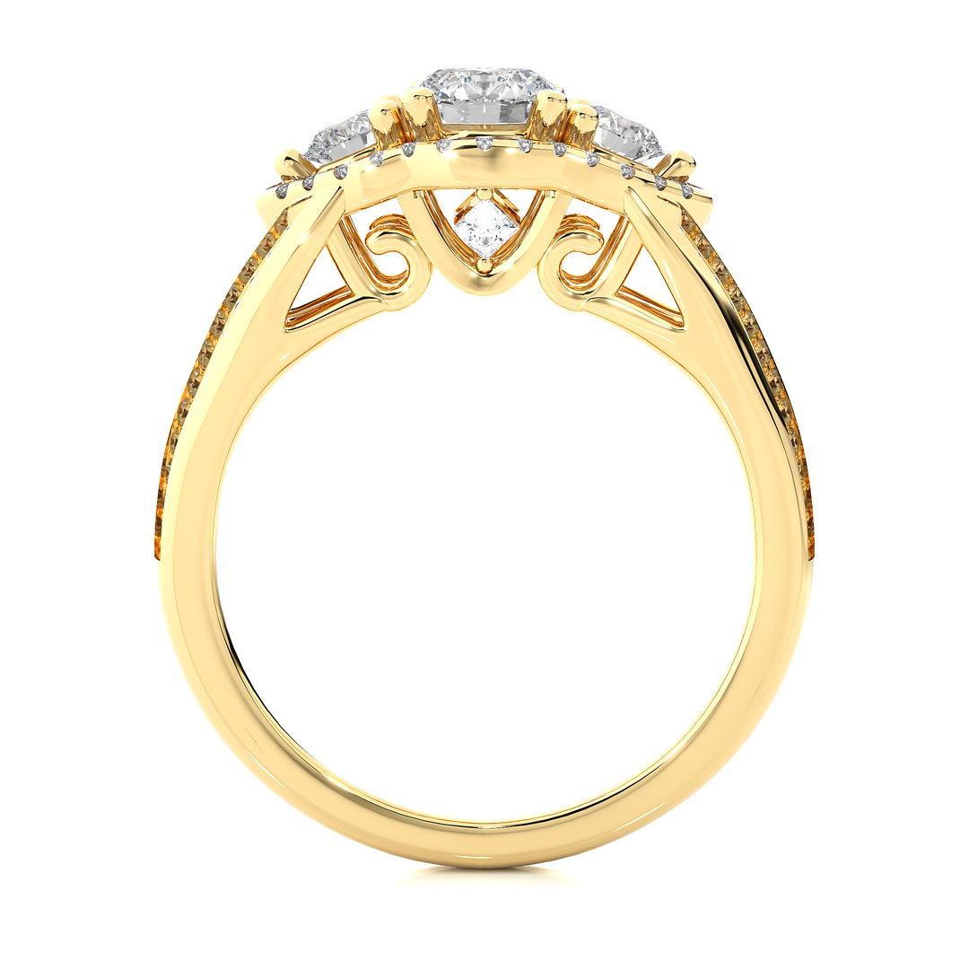 1.14 Carat Lab-Grown Diamond Engagement Ring | Three Stone Round with Hidden Princess