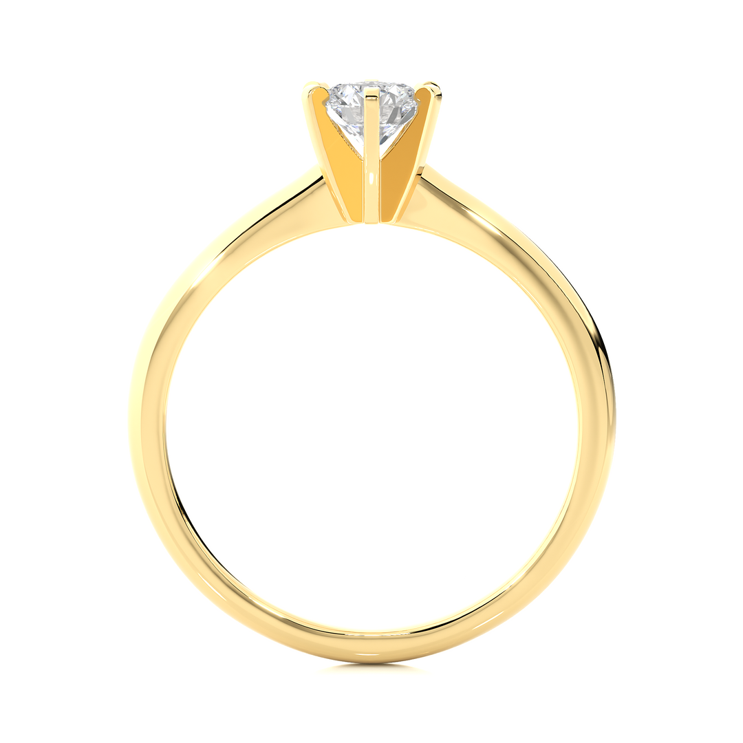 0.41 CT Round Lab Grown Diamond Solitaire Engagement Ring | Four Prong Gold Band
