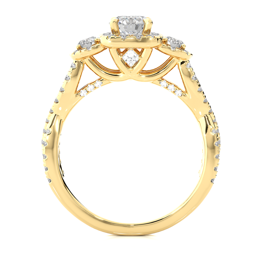 1.35 Carat Three Stone Lab-Grown Diamond Ring | Round with Hidden Princess Accent