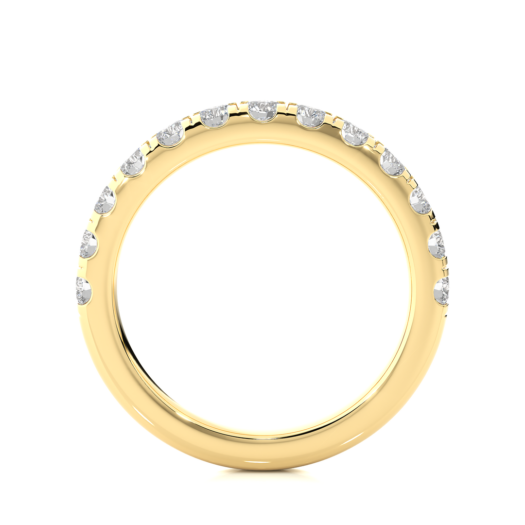 0.96 CT Round Cut Lab Grown Diamond Micro Pave Band  13 Stone IGI Certified