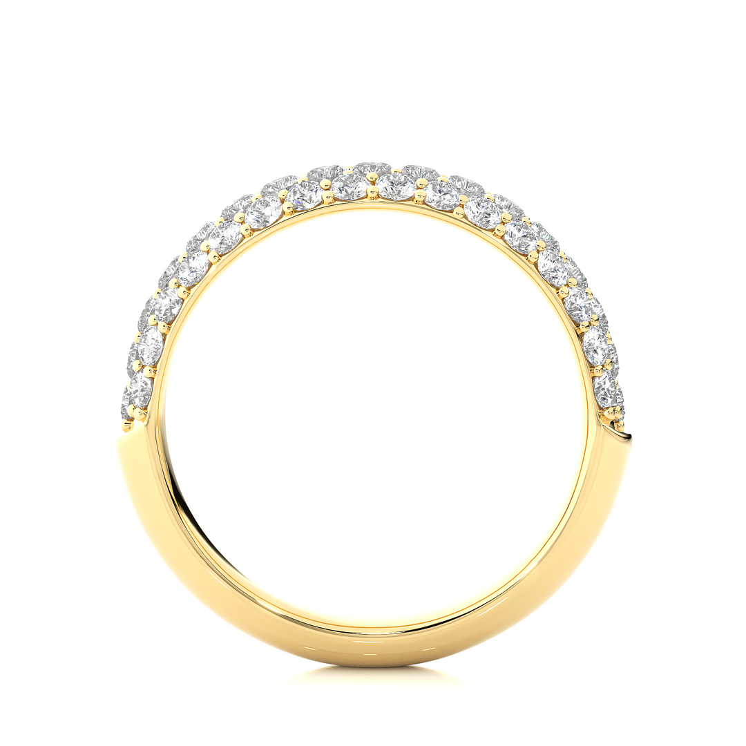 0.93 CT Round Cut Lab Grown Diamond 3 Row Pave Band  49 Stone IGI Certified