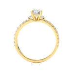 Load image into Gallery viewer, 0.97 CT Round Center with Baguette &amp; Round Side Lab Grown Diamond Three Stone Ring | 21 Stone Gold Band
