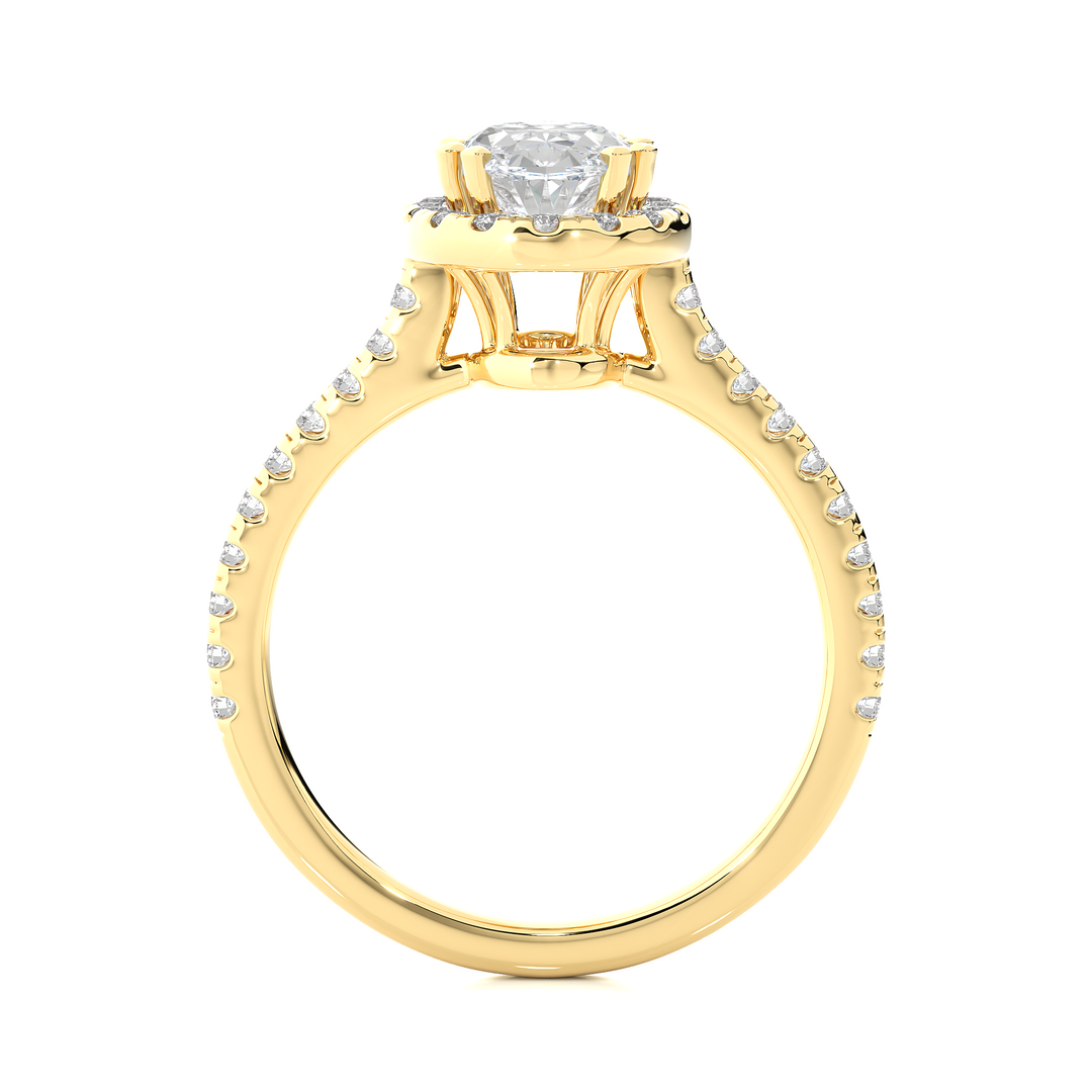 1.20 CT Oval Halo Lab Grown Diamond Ring with Round Side Stones