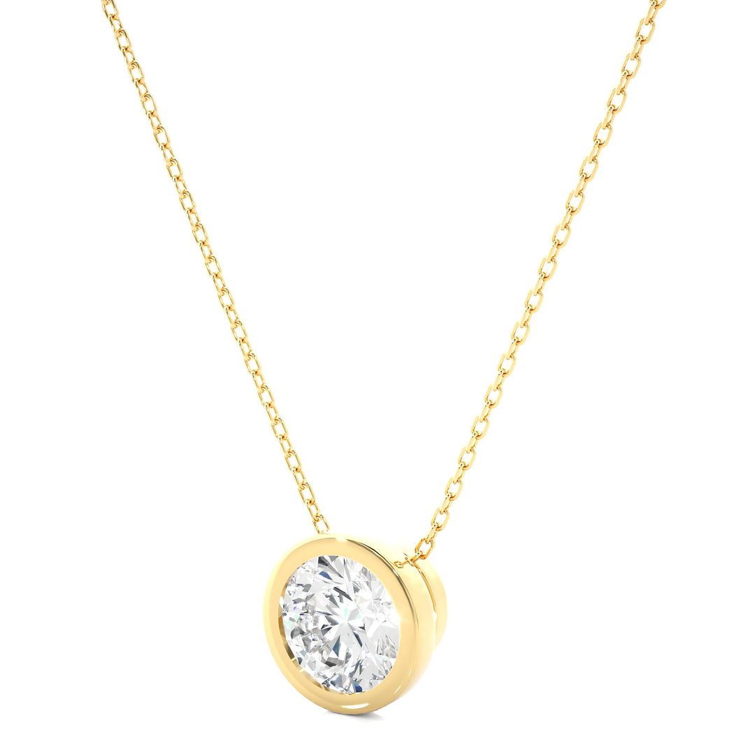 1.08 CT Lab-Grown Diamond Bezel-Set Pendant Necklace | Round Cut | Solid Gold