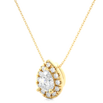 Load image into Gallery viewer, 0.80 CT Lab-Grown Diamond Halo Pendant Necklace | Pear &amp; Round Diamonds | Solid Gold
