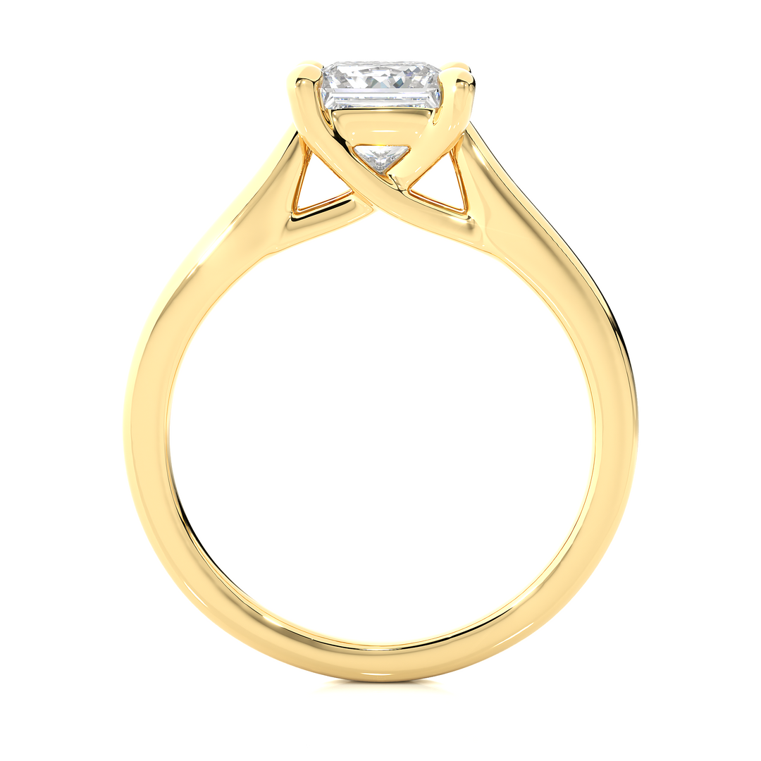 1.35 CT Princess Cut Lab Grown Diamond Engagement Ring | Bold 4 Stone Gold Band