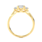 Load image into Gallery viewer, 0.96 CT Princess Cut Three Stone Lab Grown Diamond Ring | 3 Stone Gold Band
