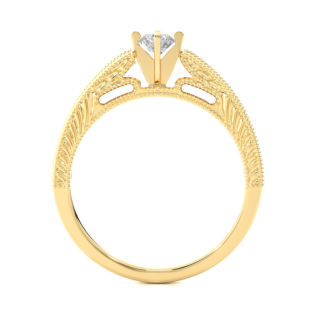0.48 CTW Round Lab-Grown Diamond Engagement Ring with Milgrain Detailing E-F / VVS-VS