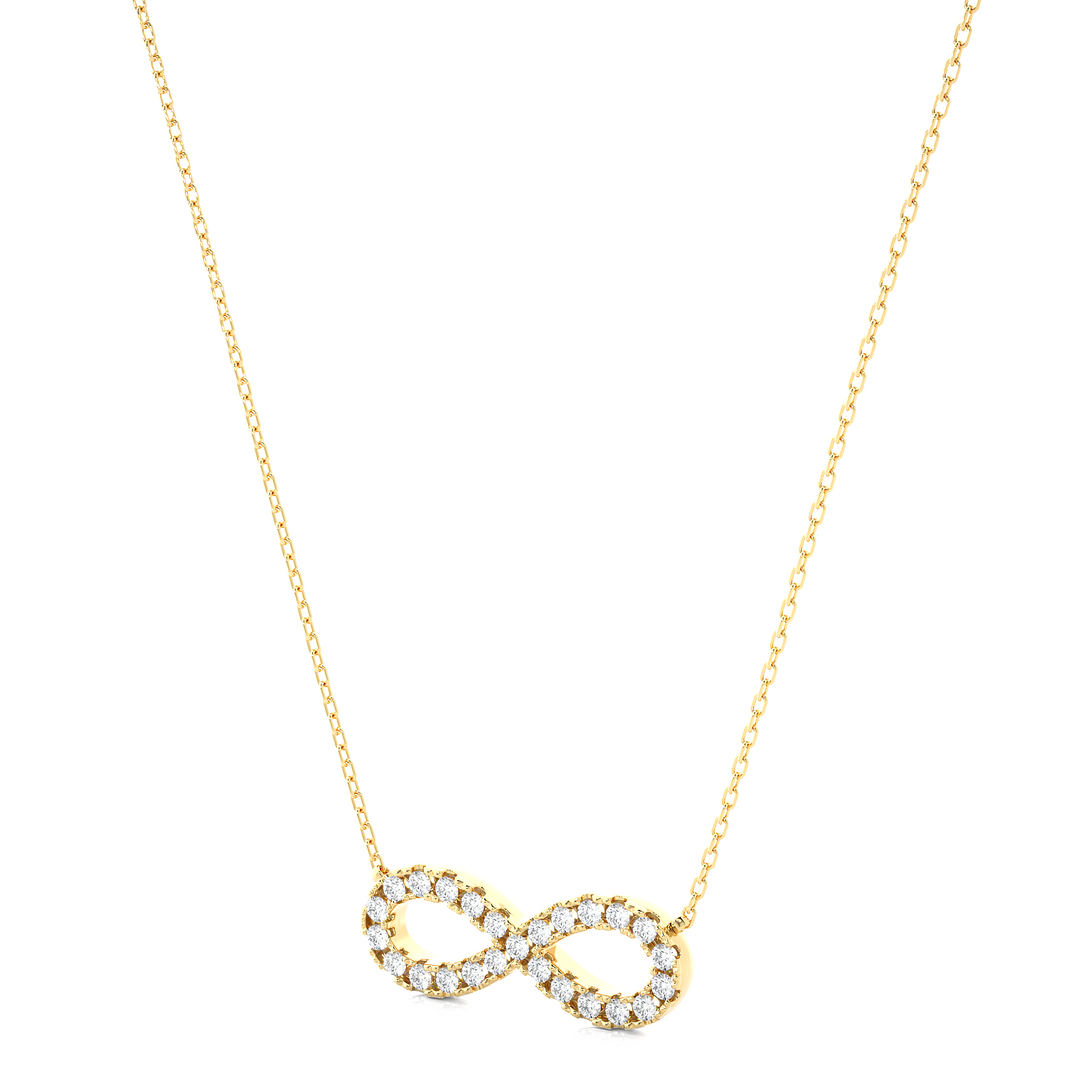 0.39 CT Lab-Grown Diamond Infinity Pendant Necklace | Solid Gold | 25 Round Diamonds