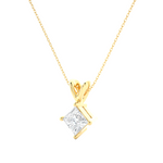 Load image into Gallery viewer, 0.50 CT Lab-Grown Diamond Solitaire Pendant Necklace | Princess Cut | 4-Prong | Solid Gold
