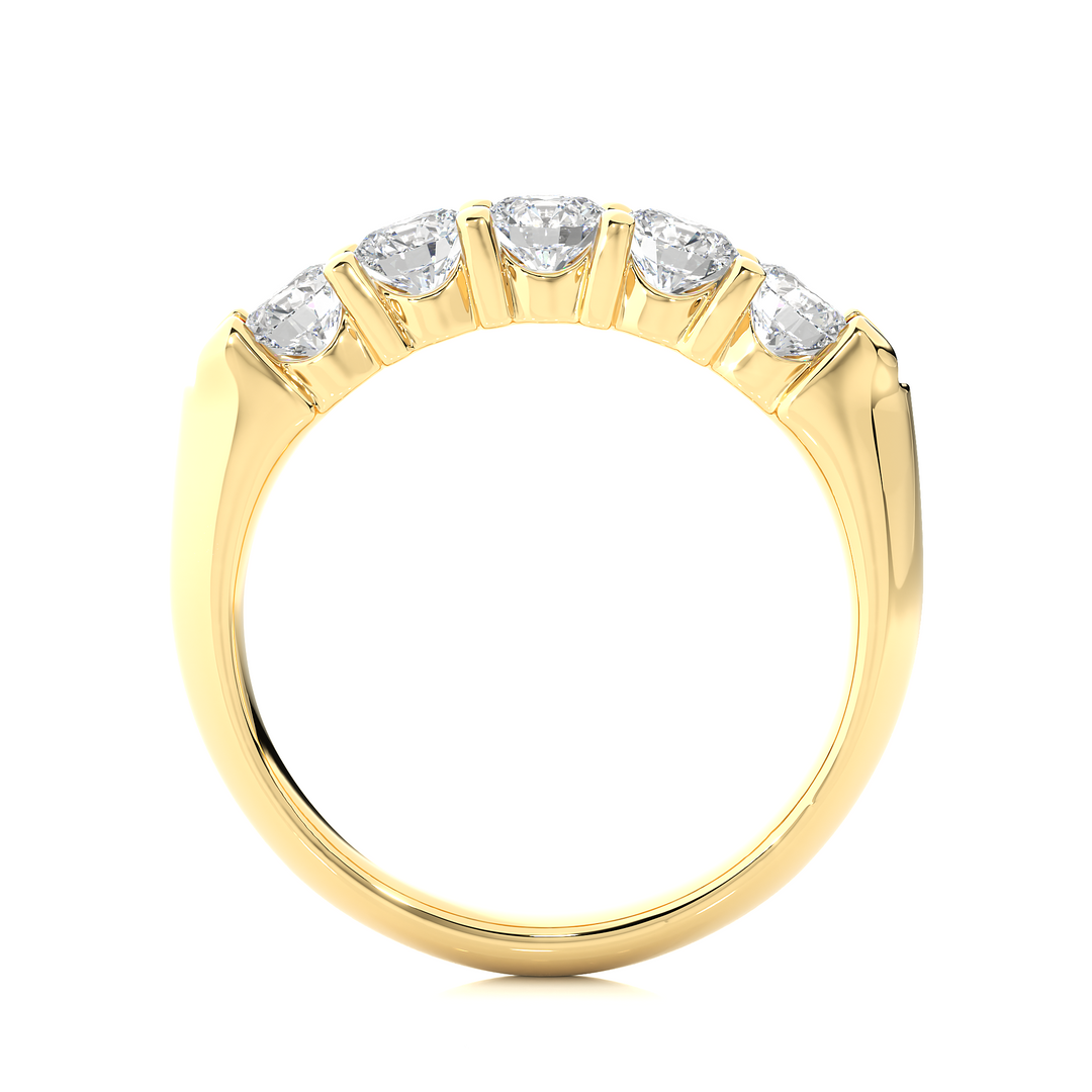 1.11 CT Round Cut Lab Grown Diamond Band  5 Stone IGI Certified