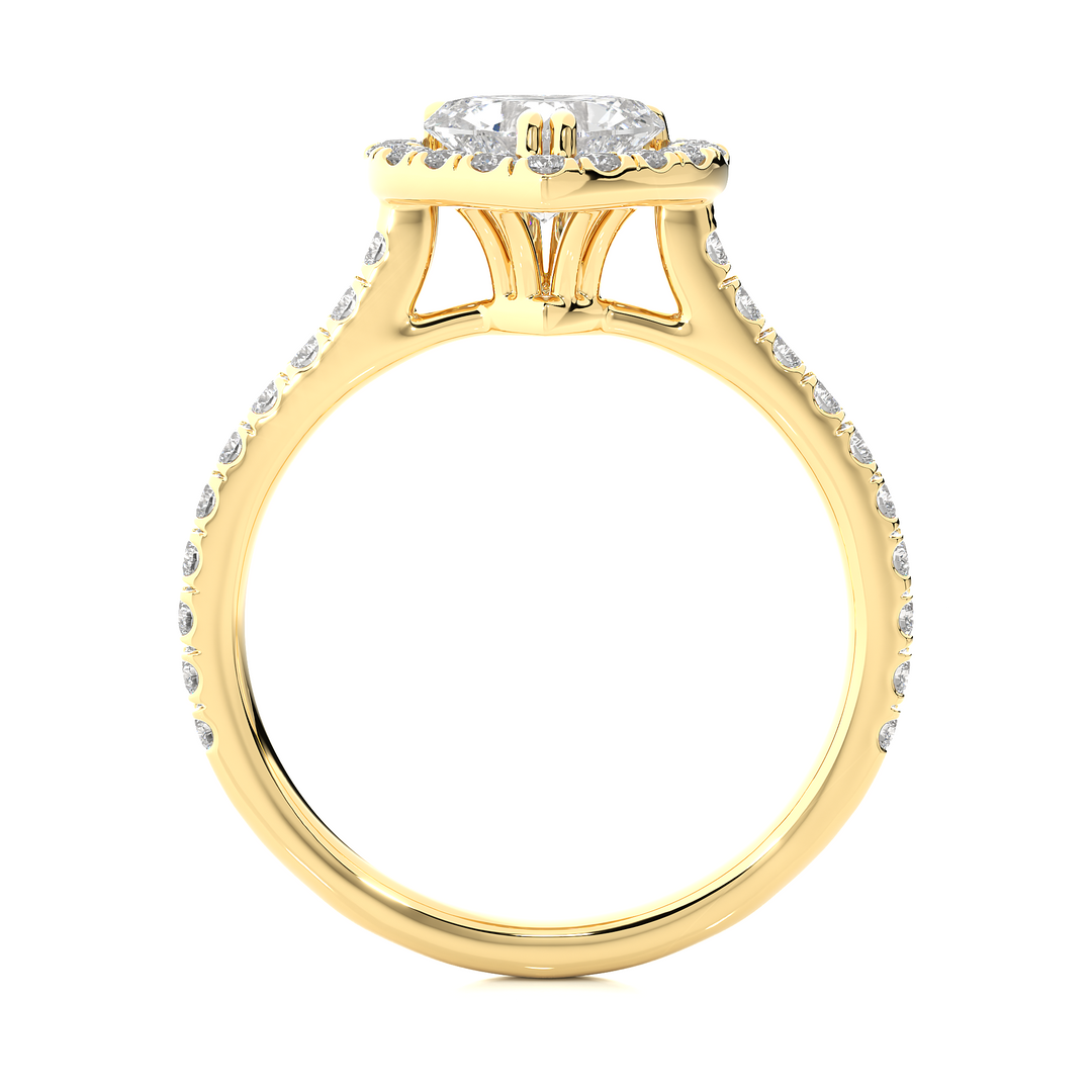 1.33 CT Heart Halo Lab Grown Diamond Ring with Round Side Stones