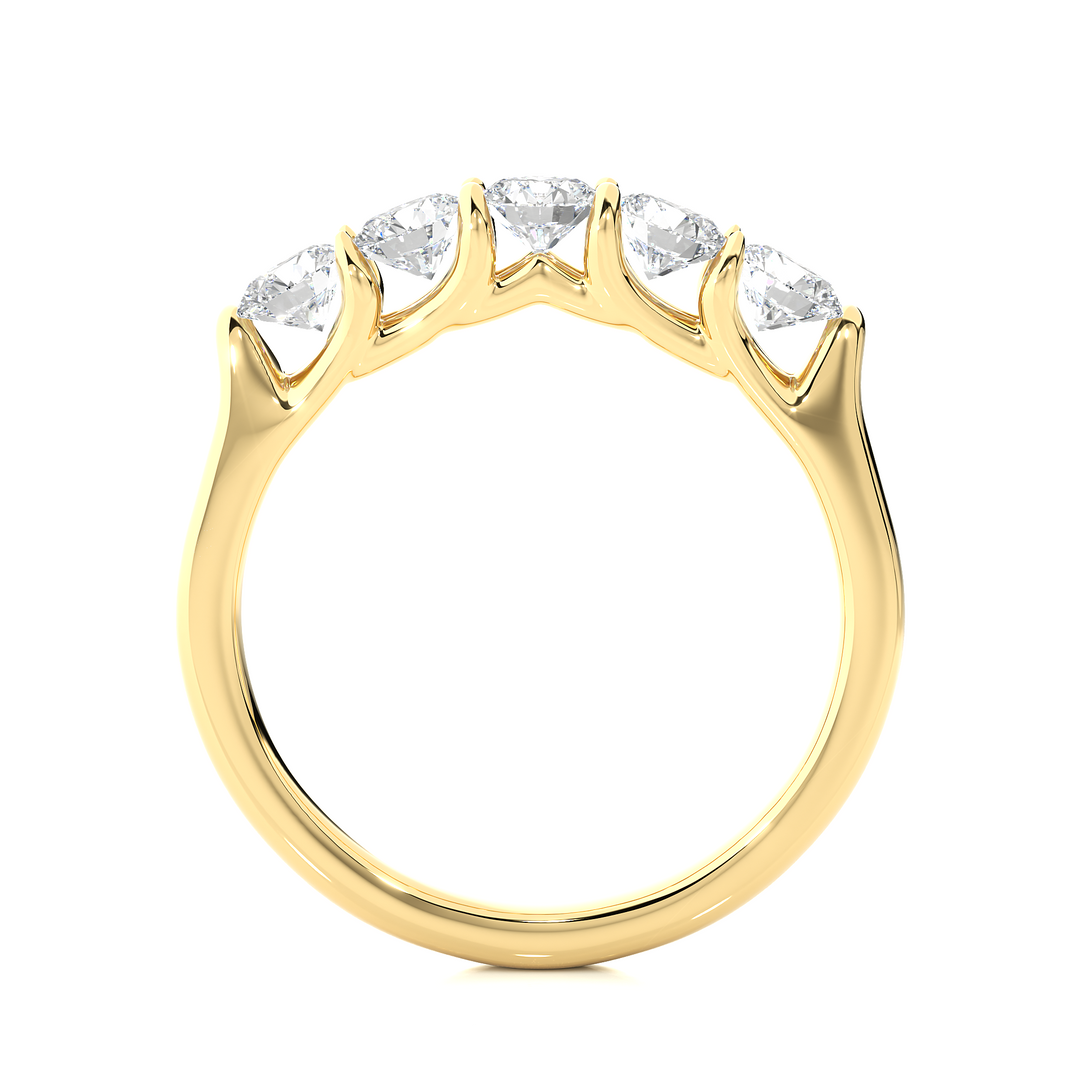 1.03 CT Round Cut Lab Grown Diamond Prong Set Band  5 Stone IGI Certified