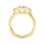 Load image into Gallery viewer, 1.55 CT Round Center with Round Side Lab Grown Diamond Three Stone Ring | 13 Stone Gold Band
