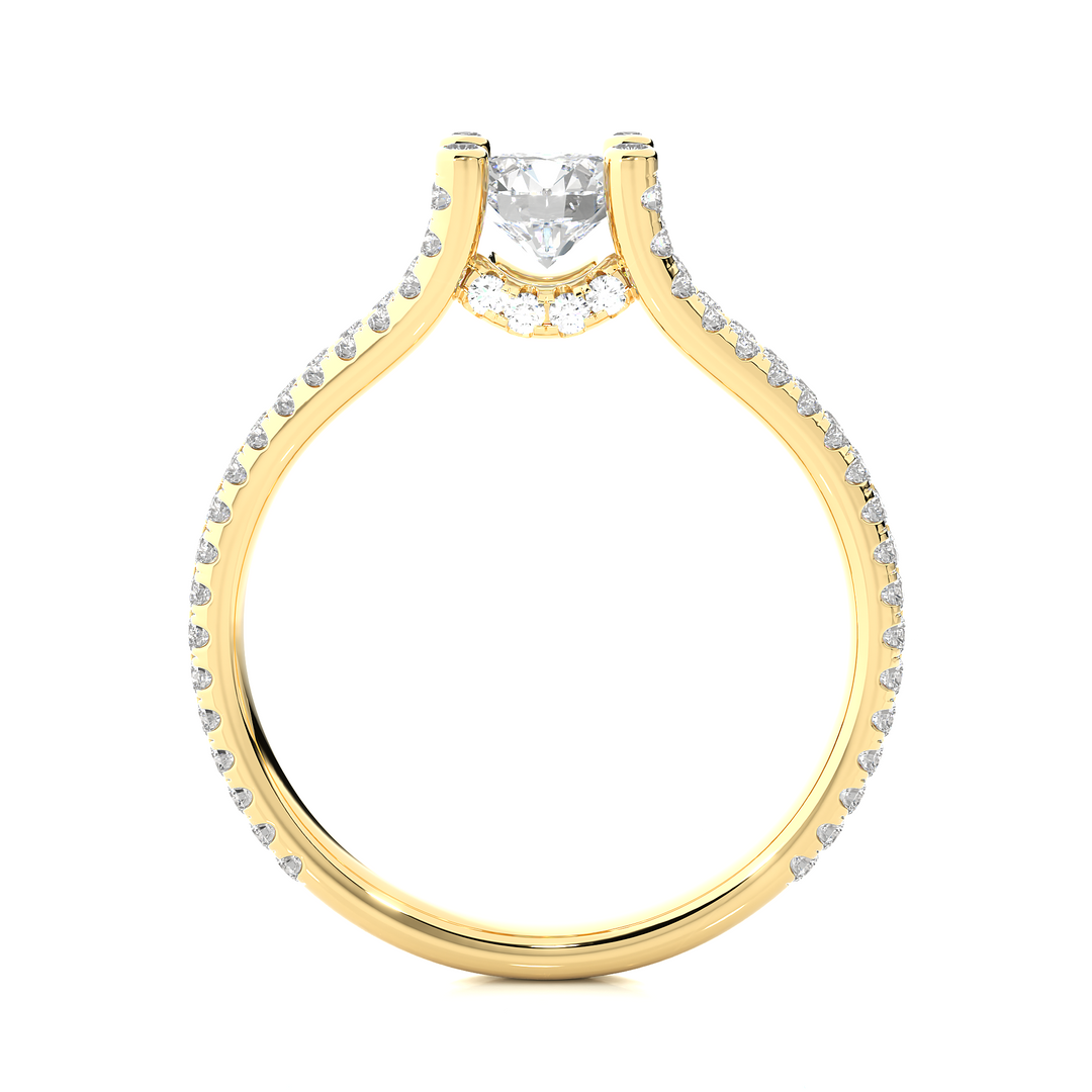 1.08 CTW Round Lab-Grown Diamond Engagement Ring with Split Shank & Hidden Halo E-F / VVS-VS