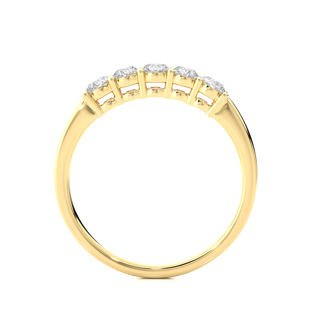 0.51 CT Round Cut Lab Grown Diamond Five Stone Prong Set Ring  IGI Certified