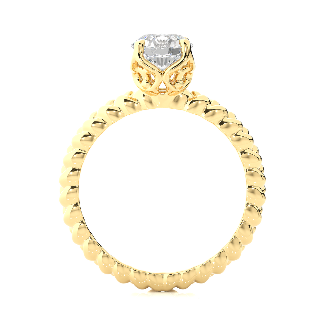 0.98 CT Round Lab Grown Diamond Solitaire Engagement Ring | Gold Band