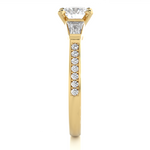 Load image into Gallery viewer, 1.69 CT Round Center with Baguette &amp; Round Side Lab Grown Diamond Three Stone Ring | 17 Stone Gold Band
