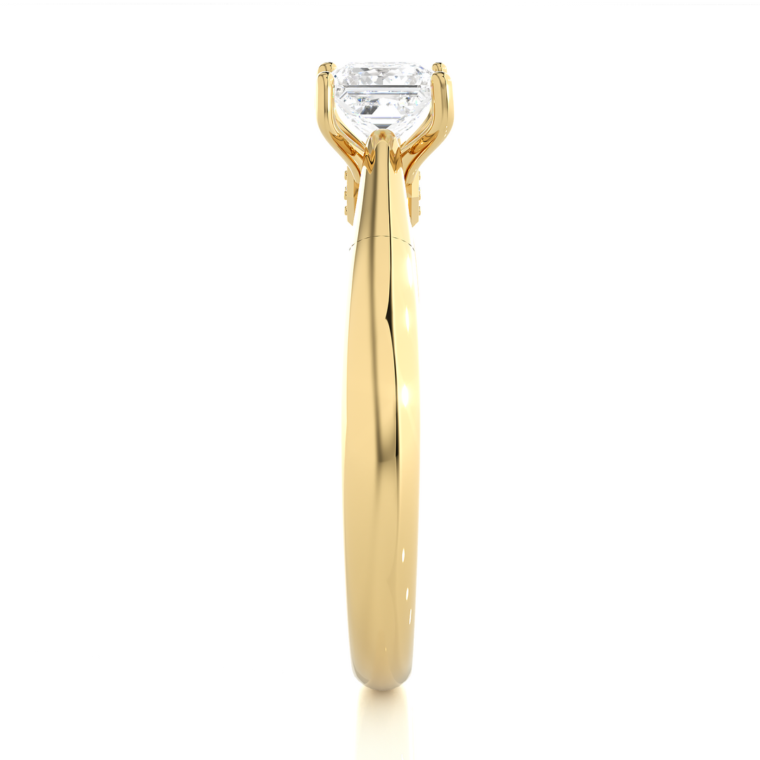 0.80 CT Princess or Round Lab Grown Diamond Solitaire Engagement Ring | Gold Band