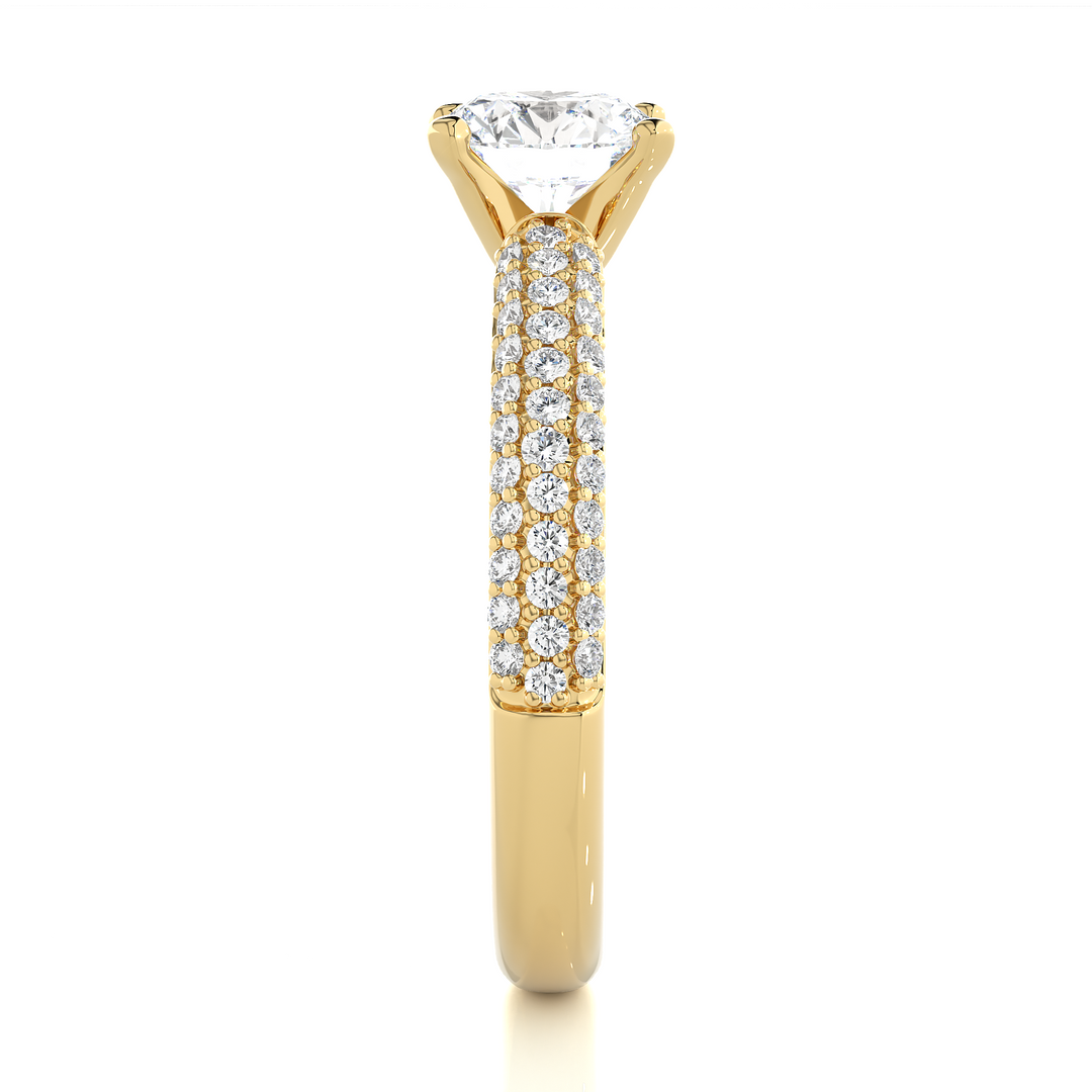 1.53 CTW Round Lab-Grown Diamond Engagement Ring with Three-Row Micropave Set E-F / VVS-VS