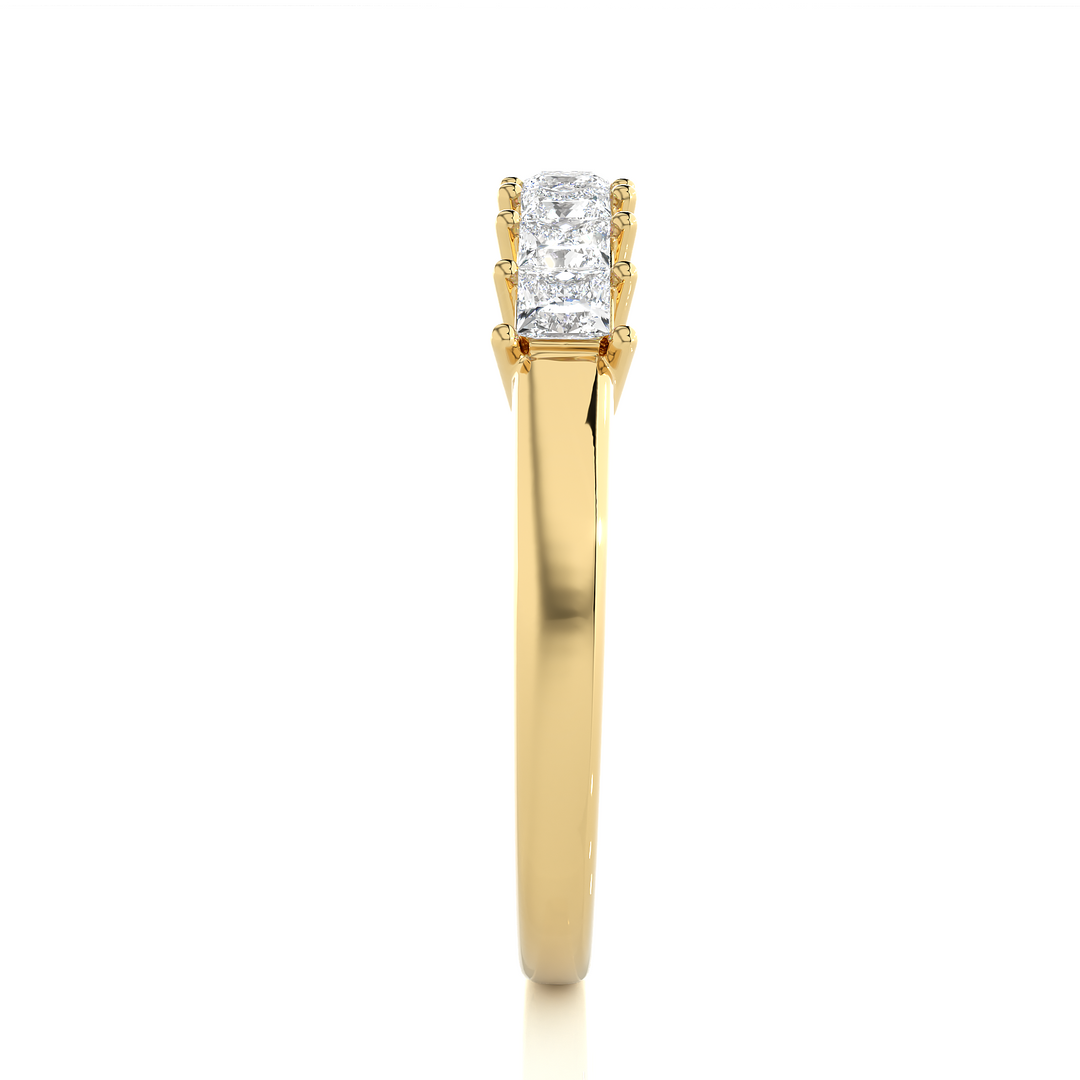 0.50 CT Princess Cut Lab Grown Diamond Prong Set Band  7 Stone IGI Certified