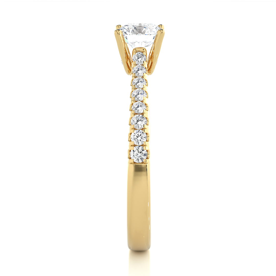 0.85 CTW Round Lab-Grown Diamond Engagement Ring with Claw, Bezel & Micropave Set E-F / VVS-VS