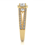 Load image into Gallery viewer, 0.96 Carat Three Stone Cushion &amp; Round Lab-Grown Diamond Ring | Micro Pavé Band

