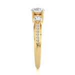Load image into Gallery viewer, 1.98 CT Round Center with Round Side Lab Grown Diamond Three Stone Ring | 49 Stone Gold Band
