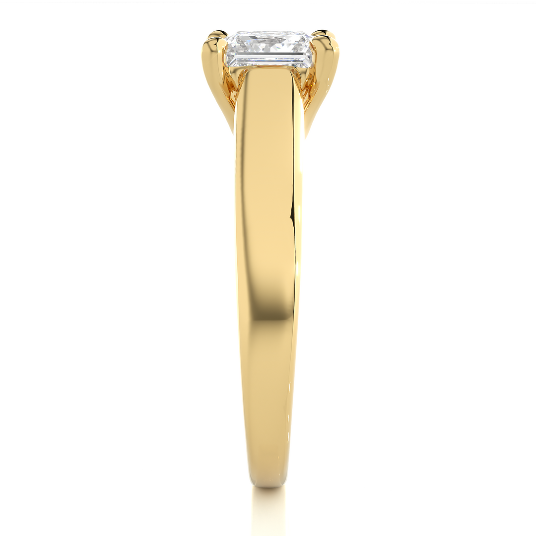 1.35 CT Princess Cut Lab Grown Diamond Engagement Ring | Bold 4 Stone Gold Band
