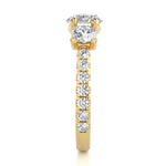 Load image into Gallery viewer, 2.35 CT Round Center with Round Side Lab Grown Diamond Three Stone Ring | 17 Stone Gold Band
