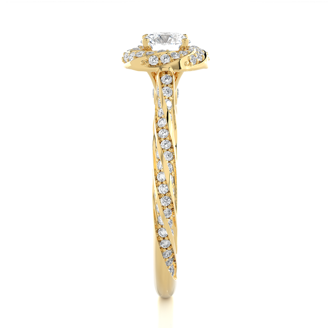 0.95 Carat Vintage Lab-Grown Round Diamond Ring | 100 Stone Classic Design