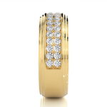 Load image into Gallery viewer, 1.03 CT Men’s Two Row Lab Grown Diamond Ring | 40 Stone Gold Band

