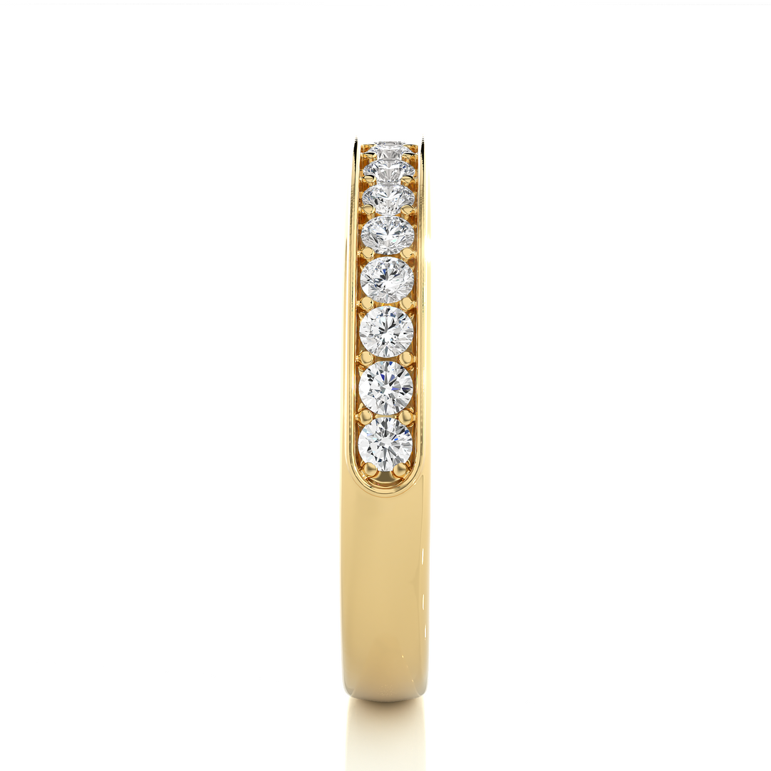 0.41 CT Round Cut Lab Grown Diamond Prong Set Wide Band  16 Stone IGI Certified
