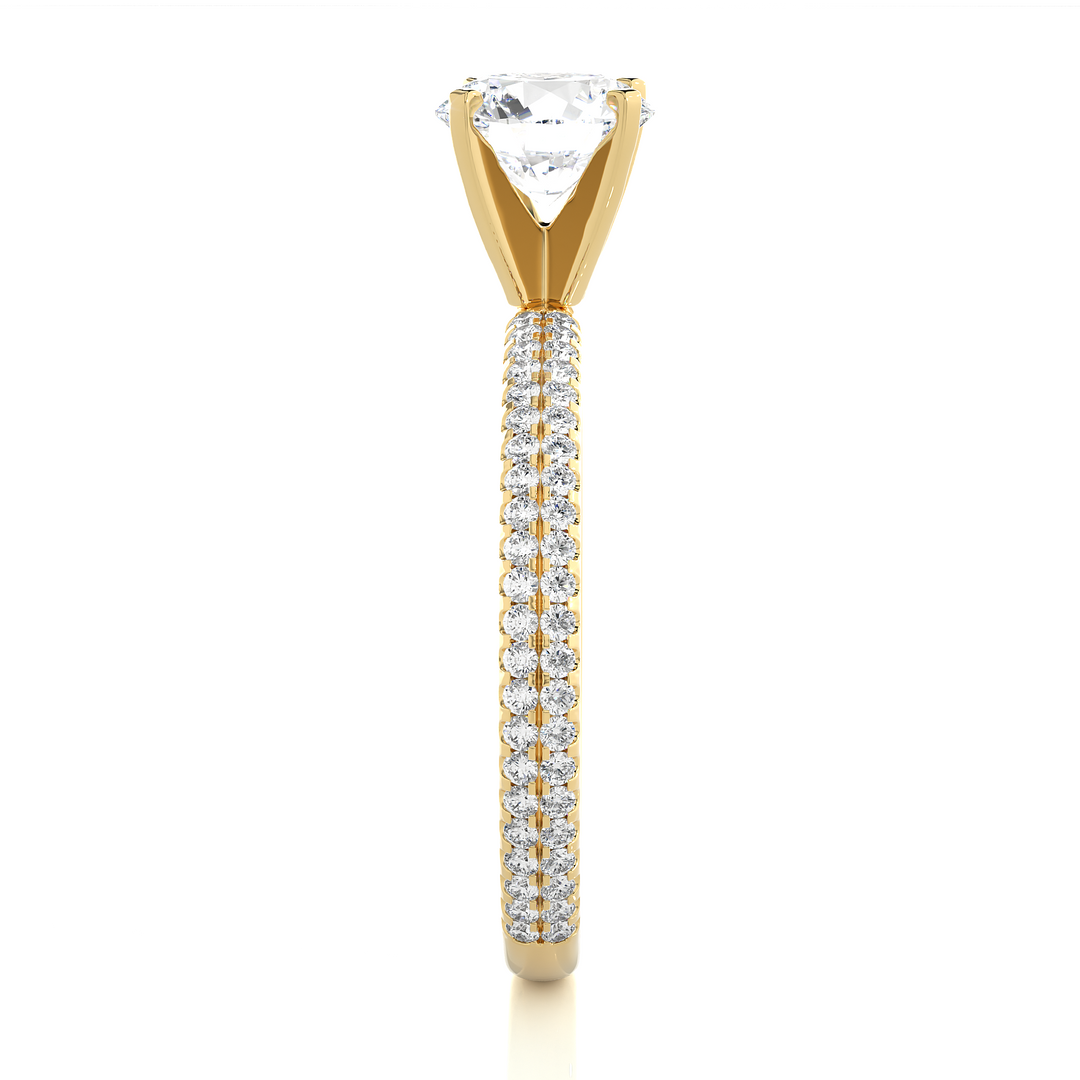 1.14 CTW Round Lab-Grown Diamond Engagement Ring with Two-Row Micropave Set E-F / VVS-VS