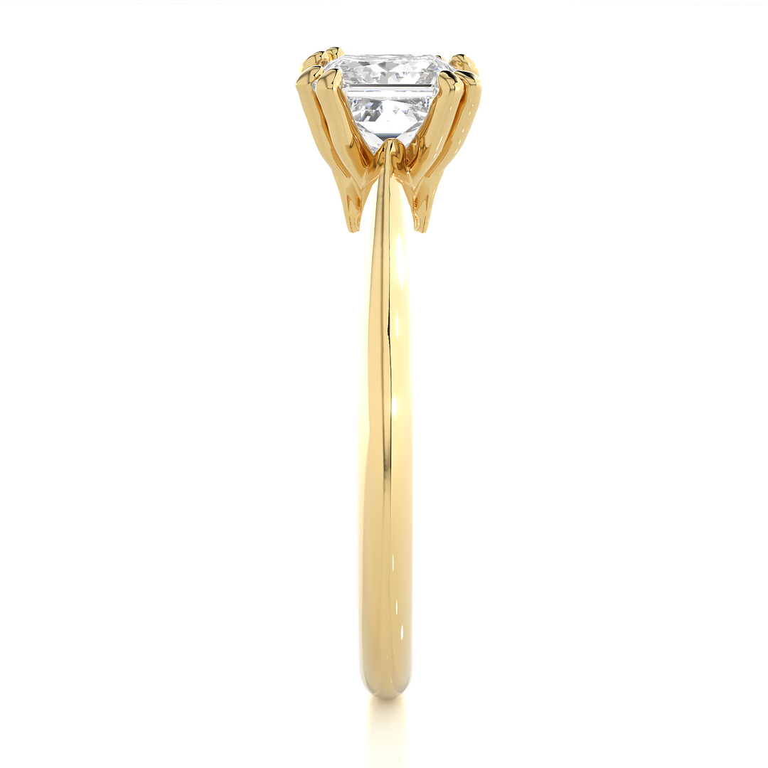 1.38 CT Princess or Round Lab Grown Diamond Engagement Ring | 4 Stone Gold Band