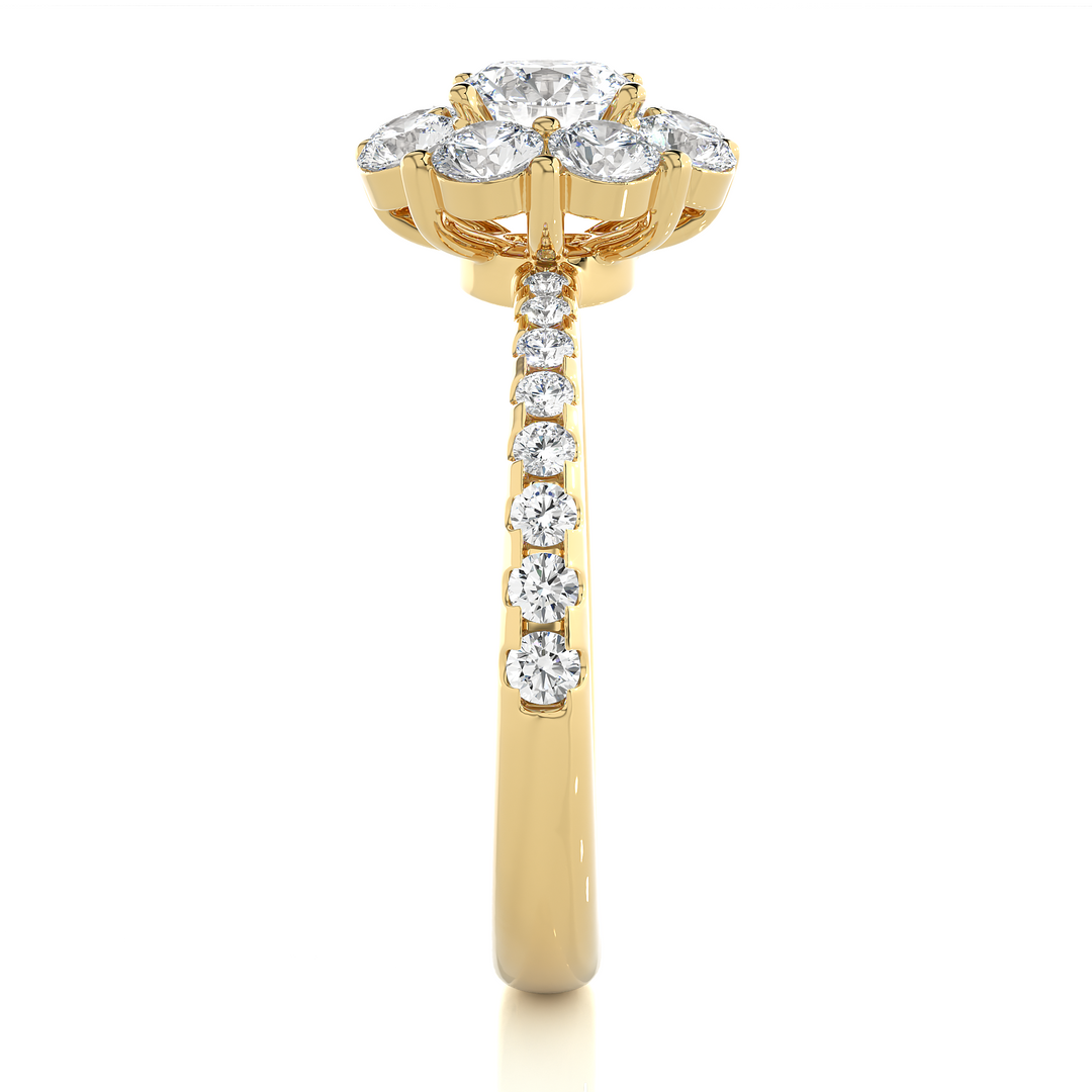 1.64 CT Round Diamond Halo Lab Grown Ring with 25 Stones