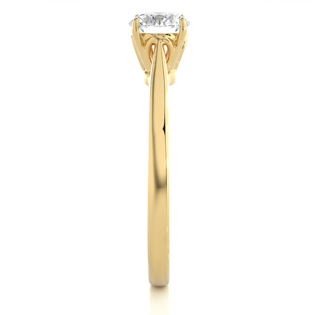 0.73 CT Round Lab Grown Diamond Solitaire Engagement Ring | Four Prong Gold Band