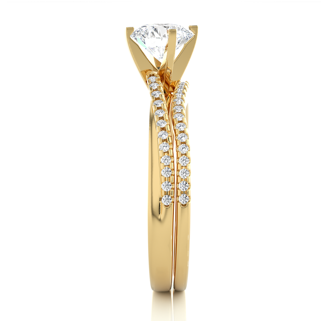 0.72 CT Round Lab Grown Diamond Half Eternity Matching Wedding Band | 52 Stone Gold Band